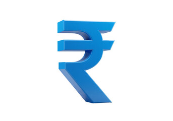 3D Render Of Blue Indian Rupee Symbol Isolated On Transparent Background