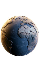 3D Rendered Earth Globe with Detailed Texture on Black Isolated Background