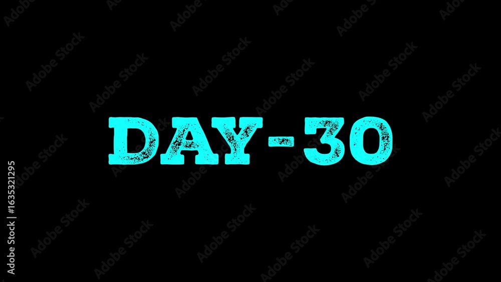 Poster month and week 30 day animation. 30 day text motion. display day text 4k video footage. number icon.