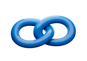 3D Render of Glossy Blue Interlocking Shapes on Transparent Background