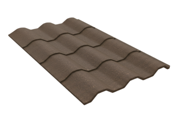 3D Render of Brown Roof Tile with Granular Texture on Transparent Background