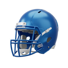 Naklejka premium 3D Render Of A Blue American Football Helmet With Metallic Details Isolated On Transparent Background