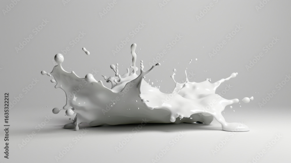 Poster dynamic splash of white liquid creates artistic display, showcasing fluid motion and texture of subs