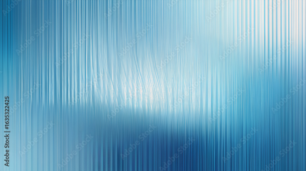 Poster blue gradient distortion with vertical ripple texture, frosted glass effect and icy reeded lines. mi