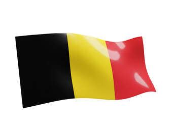 3D Render of the Belgium Flag Waving Against Transparent Background