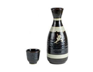 Elegant Japanese sake set with traditional ceramic bottle and cup for cultural experiences