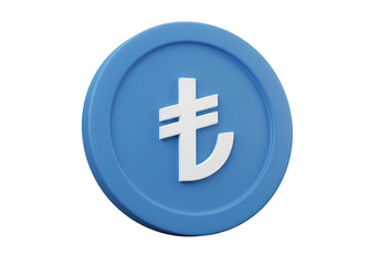 Obraz premium 3D Render Of Blue Turkish Lira Coin Isolated On Transparent Background