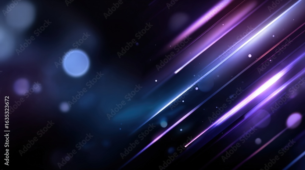 Poster dynamic light trails and bokeh effects in technology