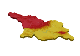 3D Render of Georgia Map Isolated on Transparent Background