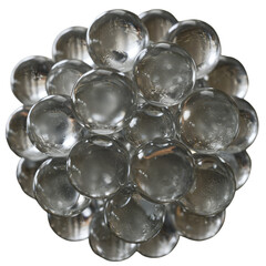 3D Render of Transparent Spheres Abstract Composition on Isolated Background
