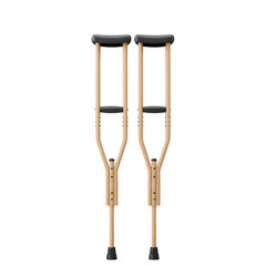 3D Render of Two Wooden Crutches Isolated on a Transparent Background