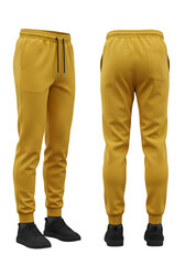 3D Render of Yellow Sweatpants Isolated on Transparent Background Photo