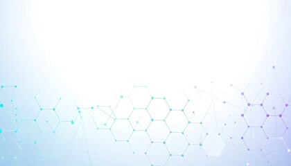 Abstract scientific background with hexagonal molecular structure and connecting nodes