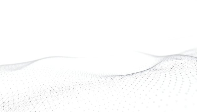 Abstract white background with a futuristic digital wave network