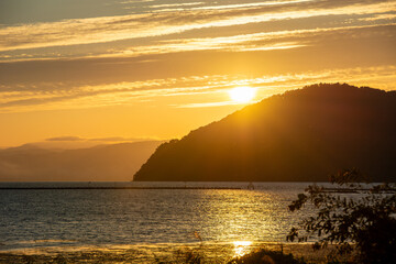 琵琶湖の夕暮れ