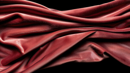 Obraz premium Luxurious red fabric drapes elegantly, showcasing rich texture and depth. smooth surface reflects light, creating captivating visual appeal that evokes sense of sophistication and warmth