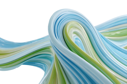 Abstract swirl of pastel light blue, teal, and lime green ribbons - Powered by Adobe