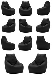 3D Rendered Black Beanbag Chair On A Transparent Isolated Background