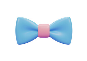 3D Rendered Blue Bow Tie With Pink Center Isolated On Transparent Background