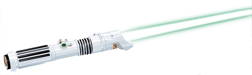 White lightsaber with green beam