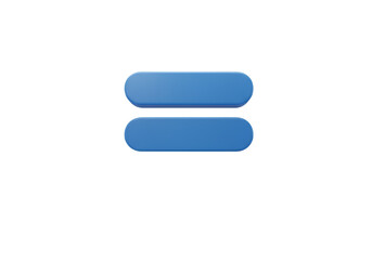 3D Rendered Blue Equal Sign Isolated on Transparent Background Simple Icon