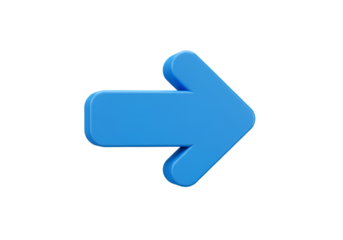 3D Rendered Blue Arrow Isolated On Transparent Background Indicating Right Direction