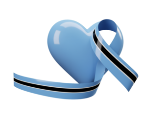 3D Rendered Blue Heart With Ribbon Isolated On Transparent Black Background