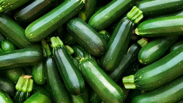 Fresh zucchini harvest background video, healthy eating concept, farm to table experience
