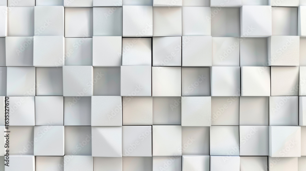 Poster textured white cubes create visually appealing pattern, showcasing depth and dimension. arrangement 