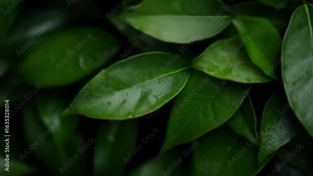 Poster dynamic green leaves texture video creates a mesmerizing visual background loop, perfect for