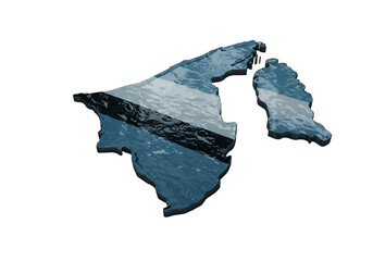3D Render of the Brunei Map with Flag Texture Against Black Background