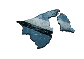 3D Render of the Brunei Map with Flag Texture Against Black Background