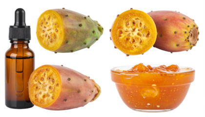 Discover natural wellness with prickly pear fruits, oil, and vibrant jam for health and beauty applications.