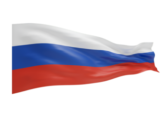 3D Render Of Waving Russian Flag Isolated On Transparent Background