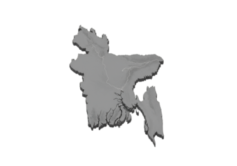 3D Rendered Gray Bangladesh Map Isolated on Black Background