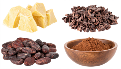 Discover rich cocoa butter, nibs, beans, and powder, essential ingredients for artisanal chocolate making and baking.