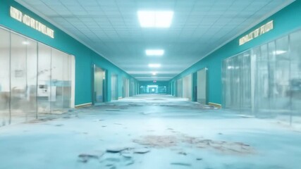 Eerie post-apocalyptic corridor with desolation, Decay, and an unnerving desolate deserted