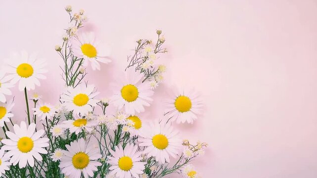Delicate daisies on light pink background creating a serene floral design pattern