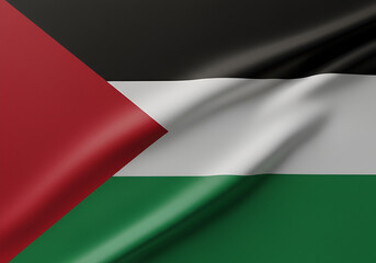 3D Render of Palestine Flag Waving on a Textured Background