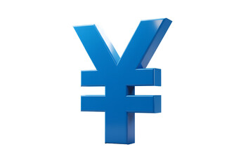 Obraz premium 3D Rendered Blue Yen Currency Symbol Isolated Against Black Background