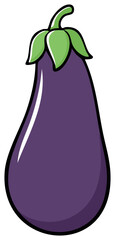 Illustration of fresh eggplant with green stem in vibrant violet hue perfect for vegetarian cuisine or food related themes