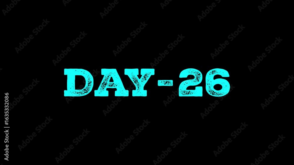 Poster month and week 26 day animation. 26 day text motion. display day text 4k video footage. number icon.