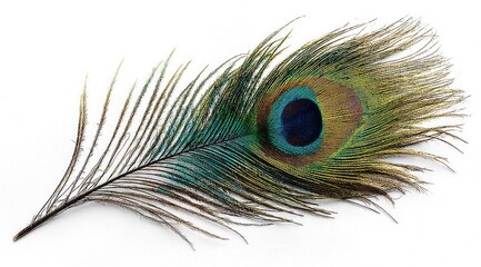 Obraz premium Peacock feather, vibrant colors, isolated