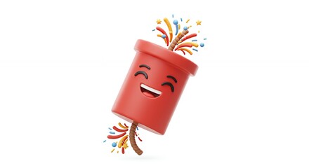 Cute red firework cartoon graphic design