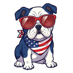 Naklejka premium Cool Cartoon Bulldog: USA Themed Mascot Graphic