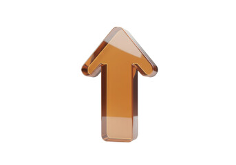Naklejka premium 3D Rendered Glossy Amber Arrow Pointing Up Isolated on Transparent Background