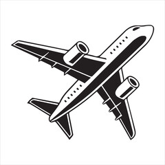 airplane flying icon silhouette vector illustration