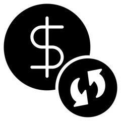 Refund Glyph Black Icon