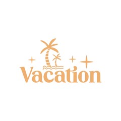 Vacation typography clip art design on plain white transparent isolated background for card, shirt, hoodie, sweatshirt, apparel, tag, mug, icon, poster or badge