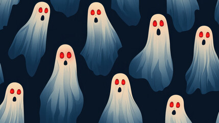 Obraz premium Halloween eerie ghost swarm with glowing red eyes, creating spooky atmosphere